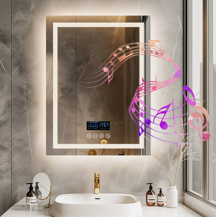 Interior Ave - 60 × 80cm Rectangle Frameless LED Bathroom Mirror – Bluetooth — image 2