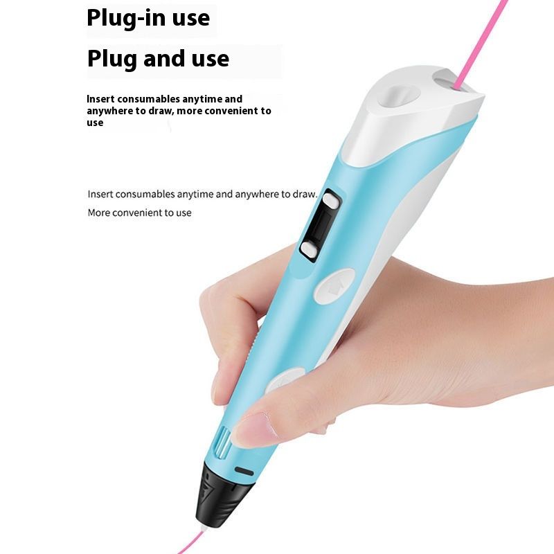 Blue 3D Printing Pen with Display - Includes 3D Pen, 3 Starter Colors of PLA Filament, and Charger(18.5 * 4.5 * 3cm) — image 3