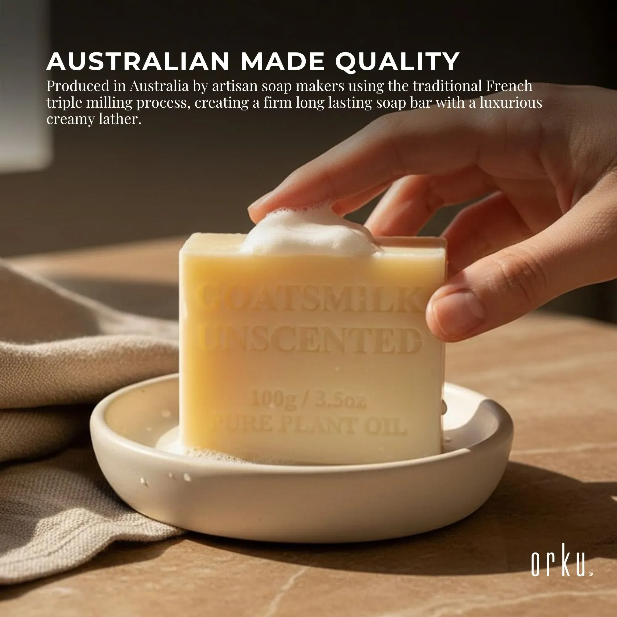 Orku 100 x 100g Unscented Goat Milk Soap Bars Australian Made — image 3