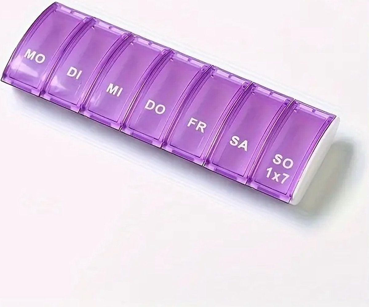Pill Box | Medicine Box | Pill Box | 7 Days | 1 Week | Monday to Sunday | Purple — image 3