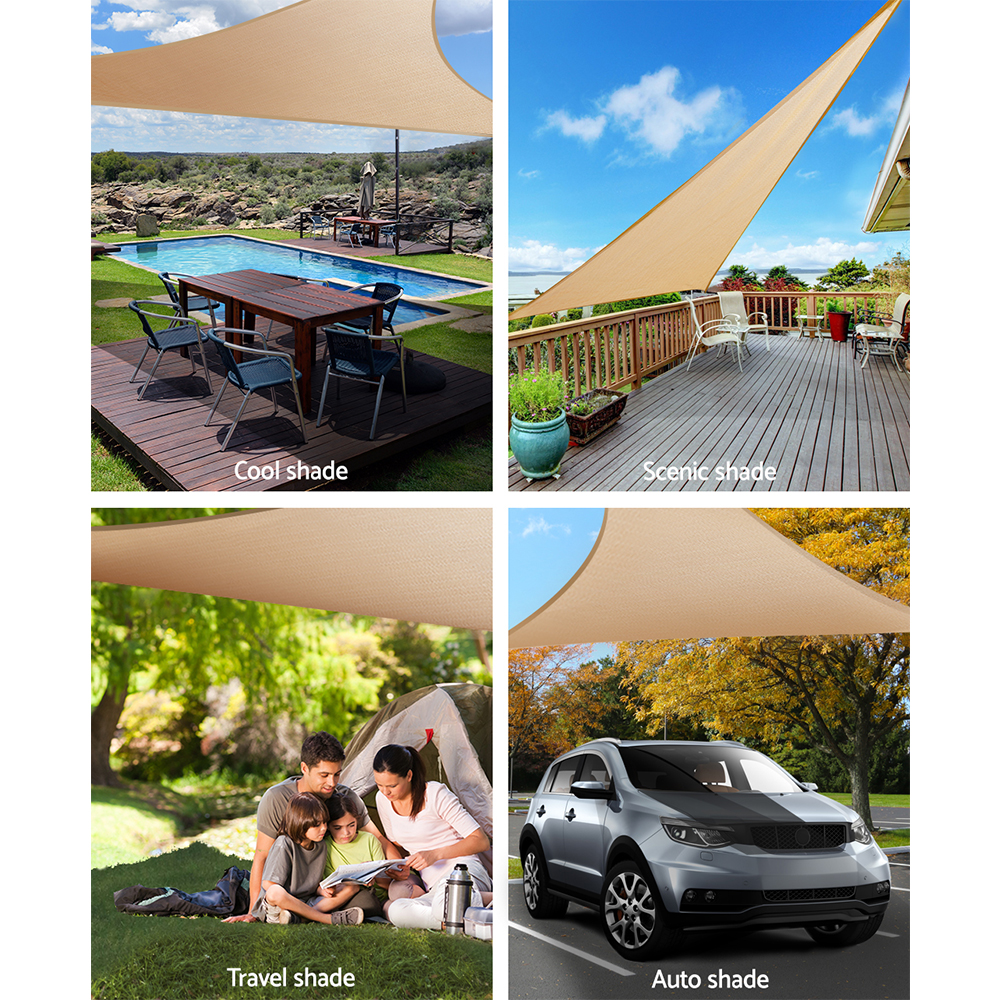 Instahut Waterproof Shade Sail 5x5x5m Rectangle Sand 95% Shade Cloth โ image 4