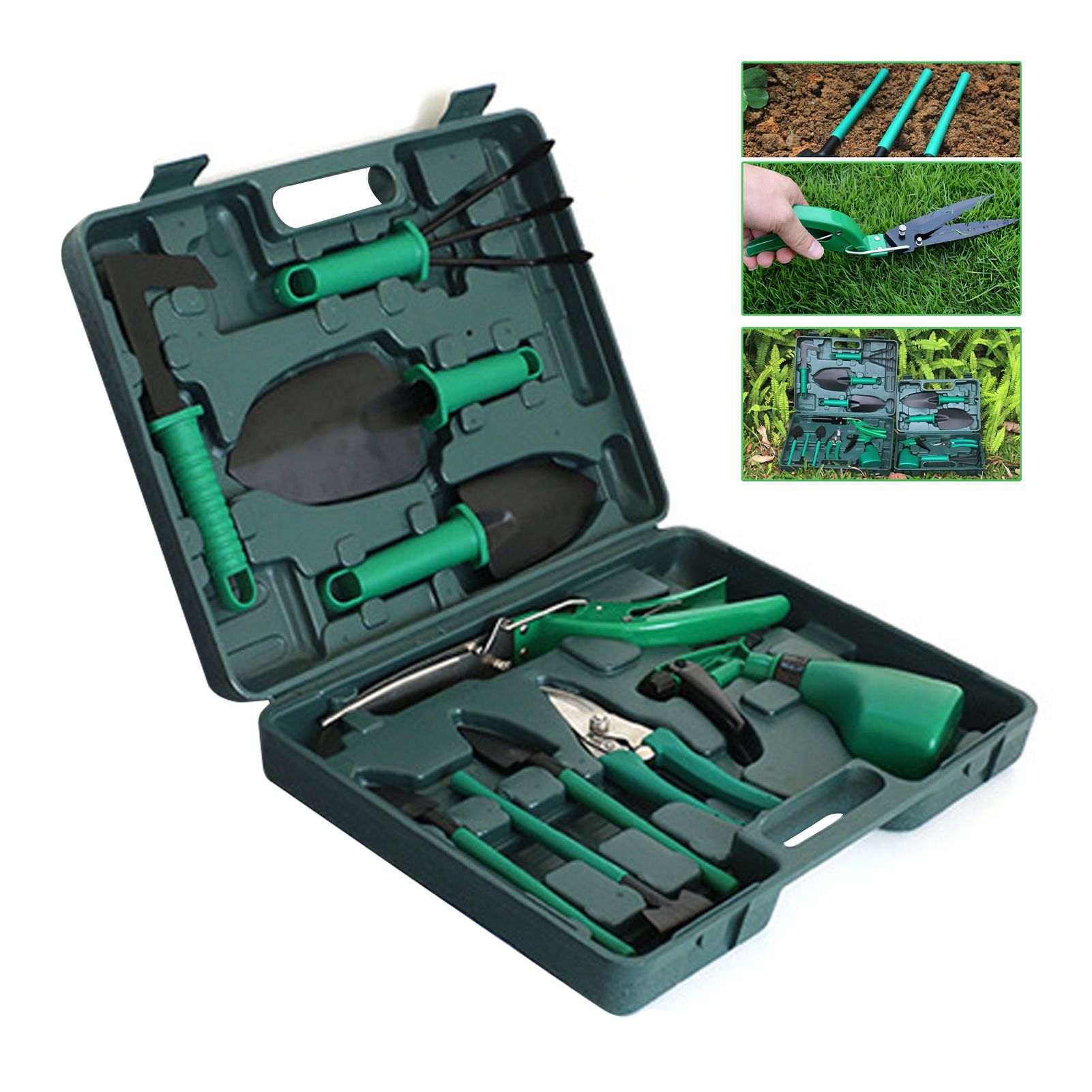 Potted Plant Pruning Shovel Kit Garden Planting Weeding Set Bonsai Trimming Garden Tools Green 10 PCS — image 5