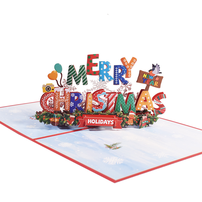 Christmas Train 3D Pop Up Greeting Card, Holiday Xmas Gift Card with Envelope & Note Card, Christmas Party Invitation & Festive(Font) — image 4