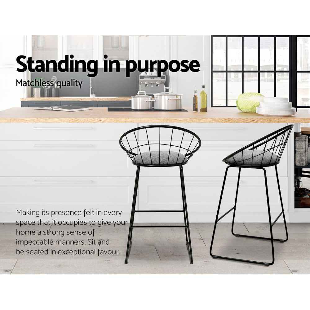 Artiss 2x Bar Stools Padded Seat Metal — image 4