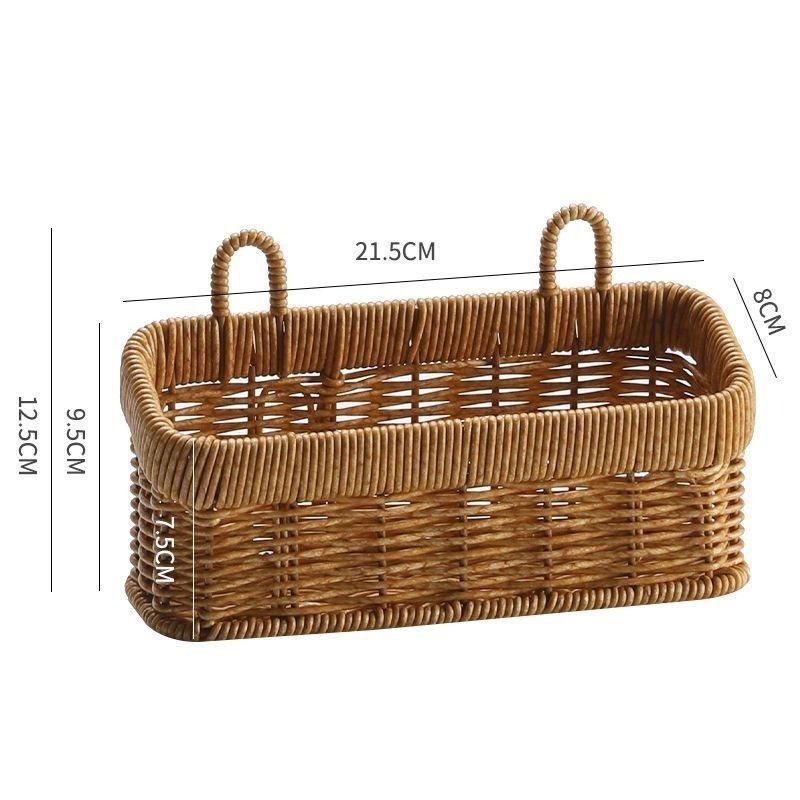 Artificial Rattan Wall Mount Storage Basket, Washable Plastic Woven Hanging Organizer for Kitchen Garlic Ginger Spice(S) — image 5