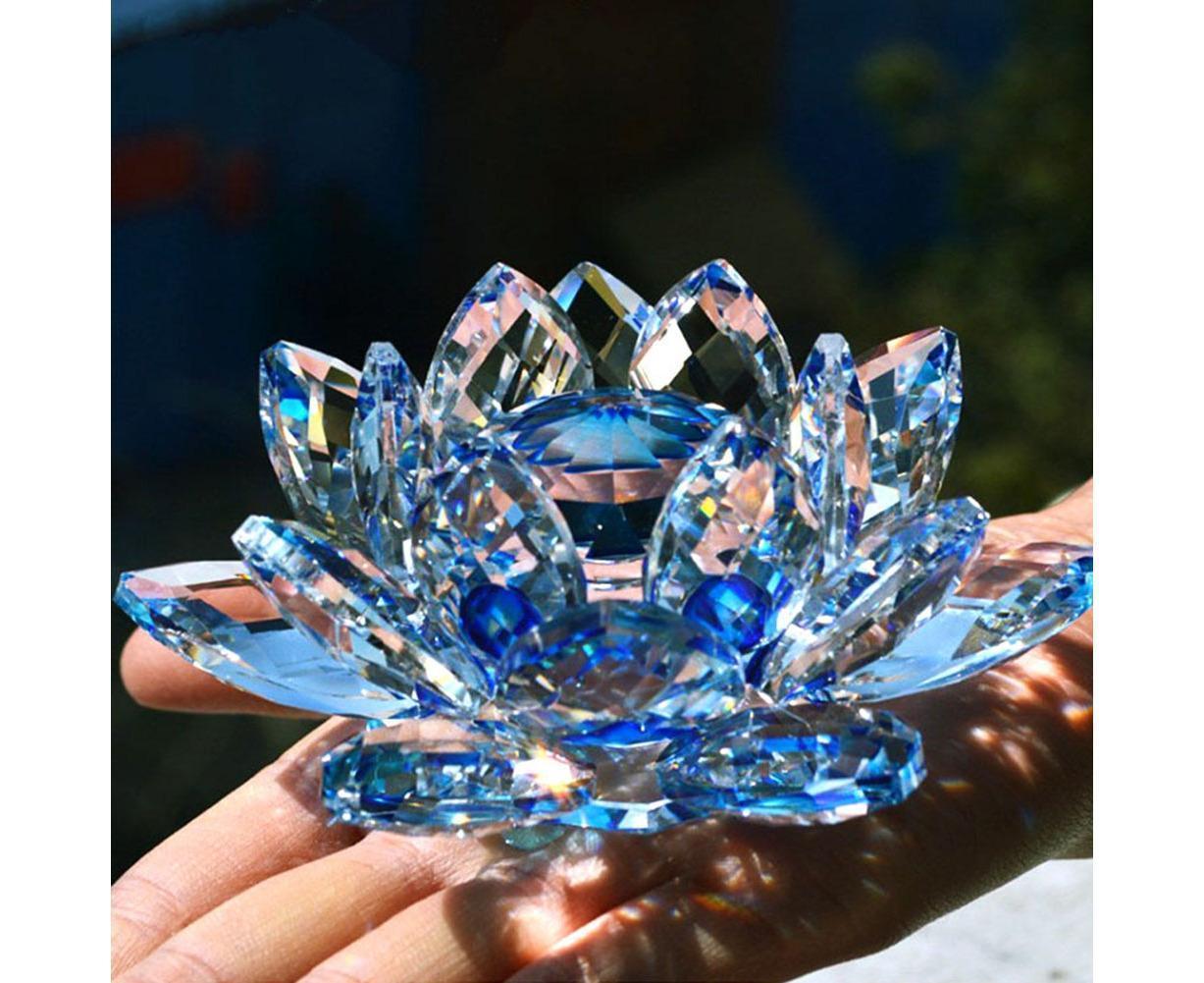 Artificial Quartz Crystal Lotus Flower Figurine Wedding Party Decor Souvenir-Colorful โ image 2
