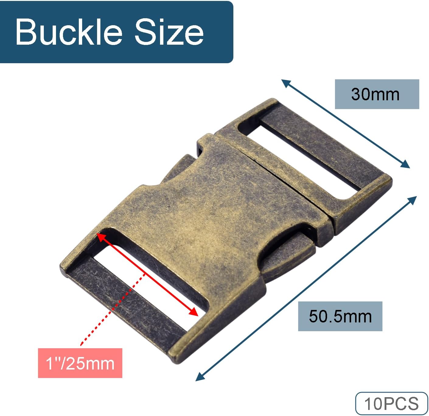 CooBigo 10 Pack Bulk Dog Collar Hardware Metal Buckle 1 inch Webbing Backpack Buckle Replacement Backpack Strap Kit Prong Collar Clip Buckles(Bronze) โ image 2