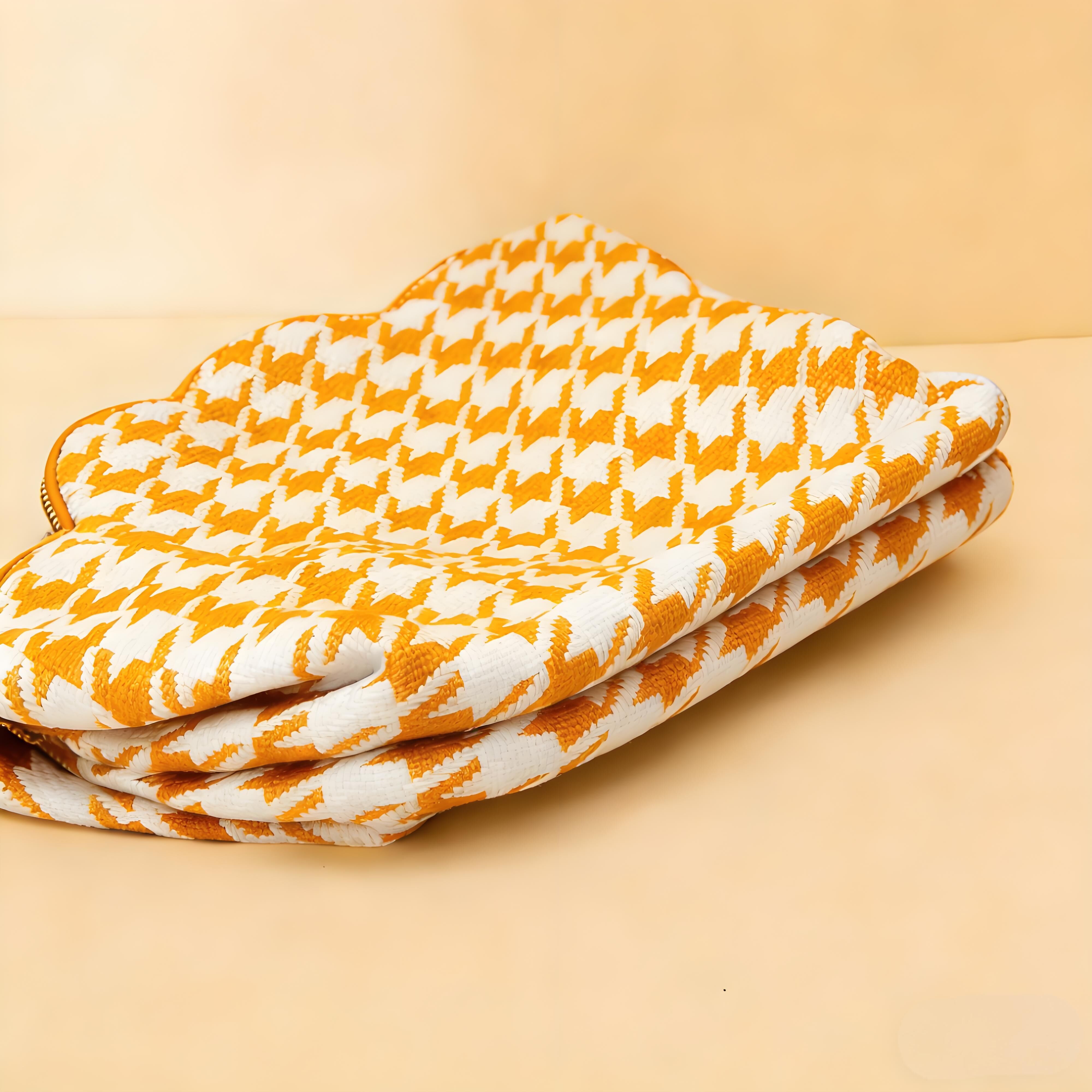 Houndstooth Knit Cloud Bag: Commute & Daily Handbag, Portable Storage Clutch (Mango Yellow) | Other Colors Available in Store — image 5
