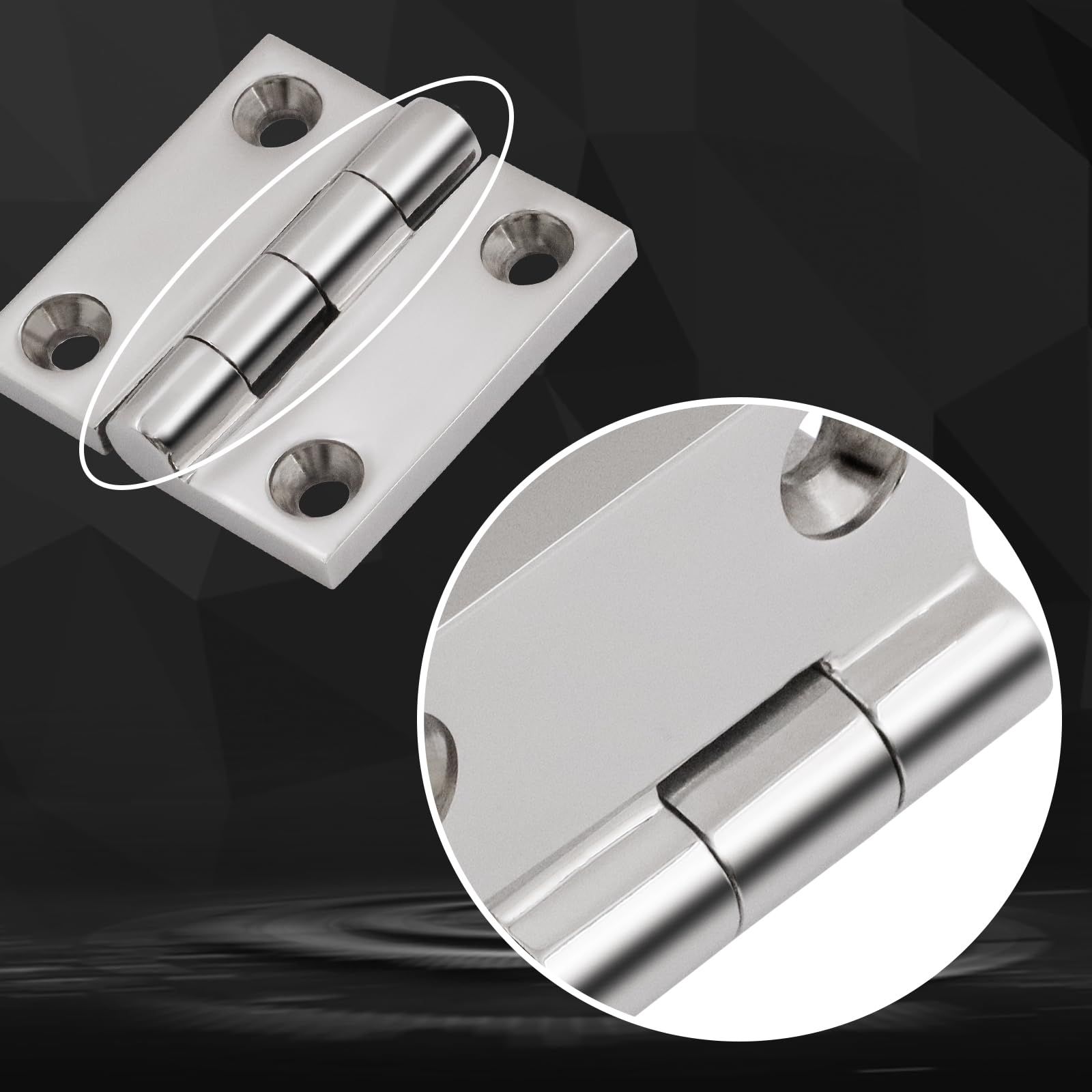 316 Stainless Steel Hinges Marine Grade 2" x 2" Heavy Duty Boat Hatch Hinge (50 mm X 50 mm) 4 Pack Casting Cabinet Door Hinge with Screws — image 4