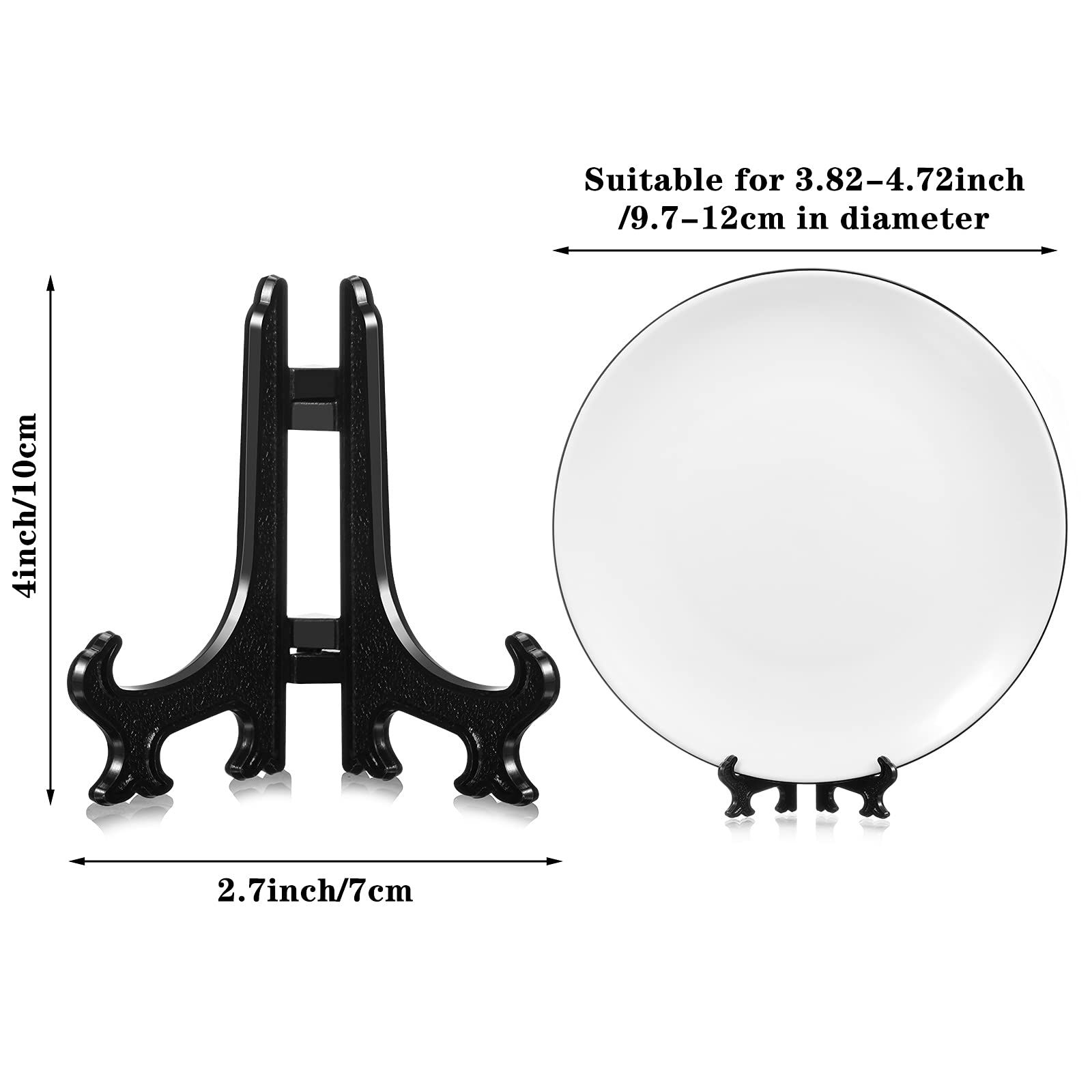 10 Pieces Mini Easel Stands Plastic Plate Stand Holder Display Picture Easel Stand for Display Picture Frame (Black,4 Inch) โ image 2
