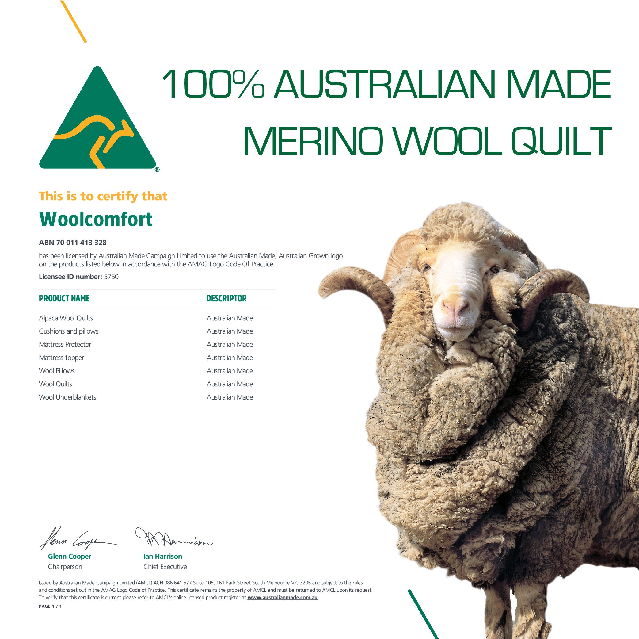 Woolcomfort Aus Made Merino Wool Quilt 700GSM 180x210cm Double Size β image 2