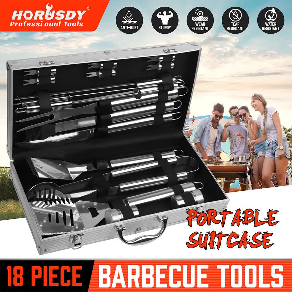 18Pcs BBQ Tool Set Stainless Steel Barbecue Utensil Cooking Grill Outdoor Cook โ image 2