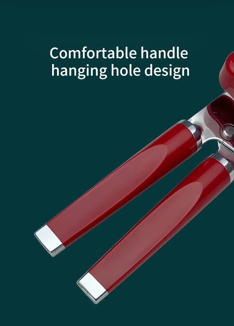 Red (2-Pack) Heavy-Duty Manual Can Opener - Ergonomic 3-in-1 Tool with Stainless Steel Cutter & Bottle Opener โ image 5