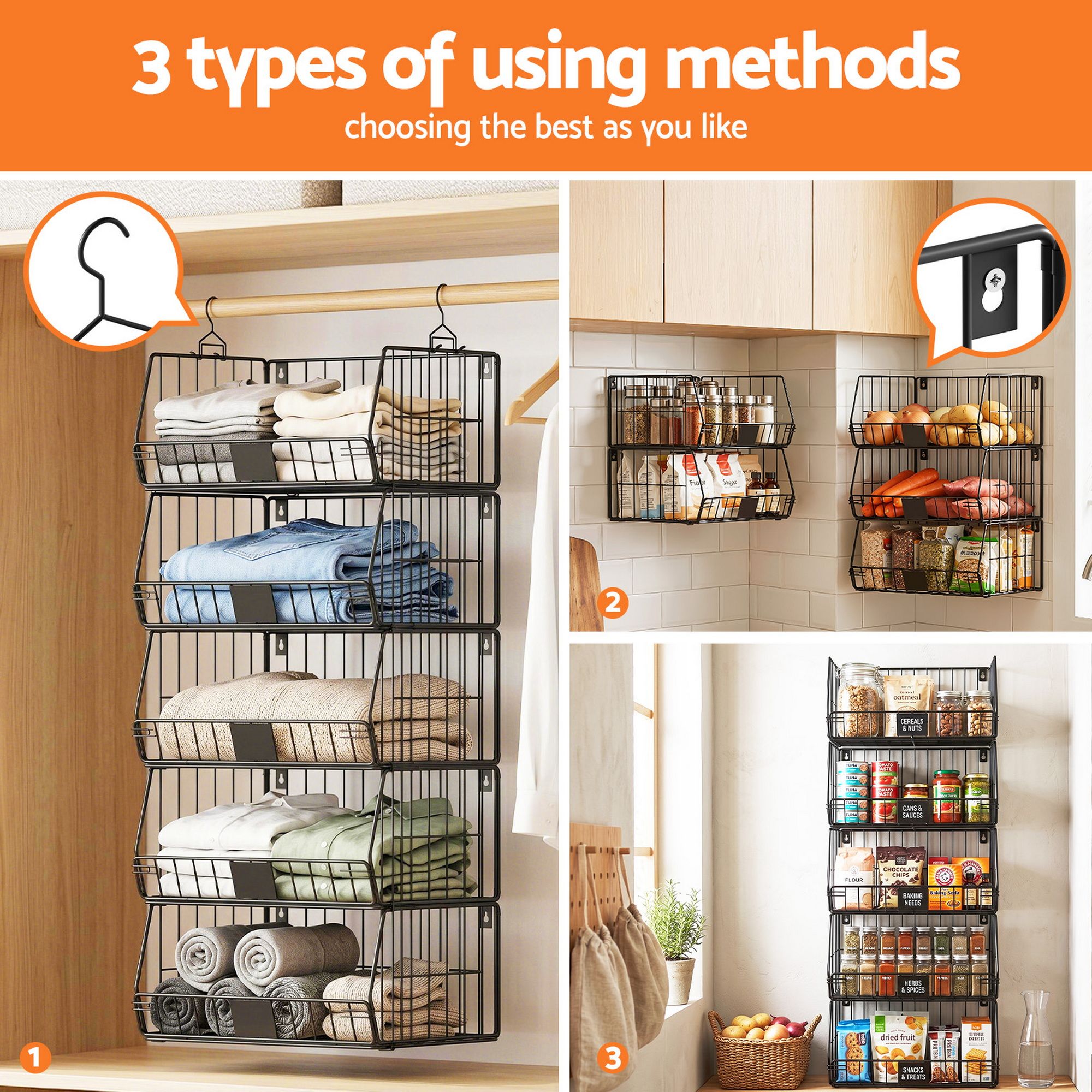 Artiss 5 Tier Stackable Closet Organizers and Storage Closet Hanging Storage Organizer Shelves โ image 6