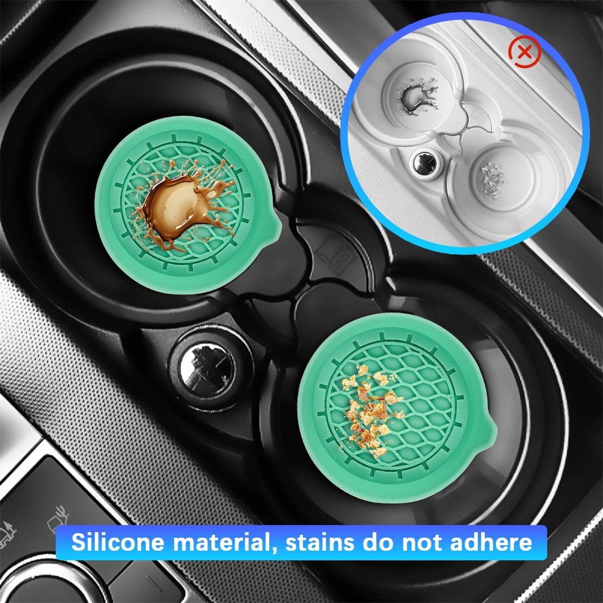 Car Silicone Anti-Slip Mats - Interior Accessories - Green - Pack of 4 โ image 5