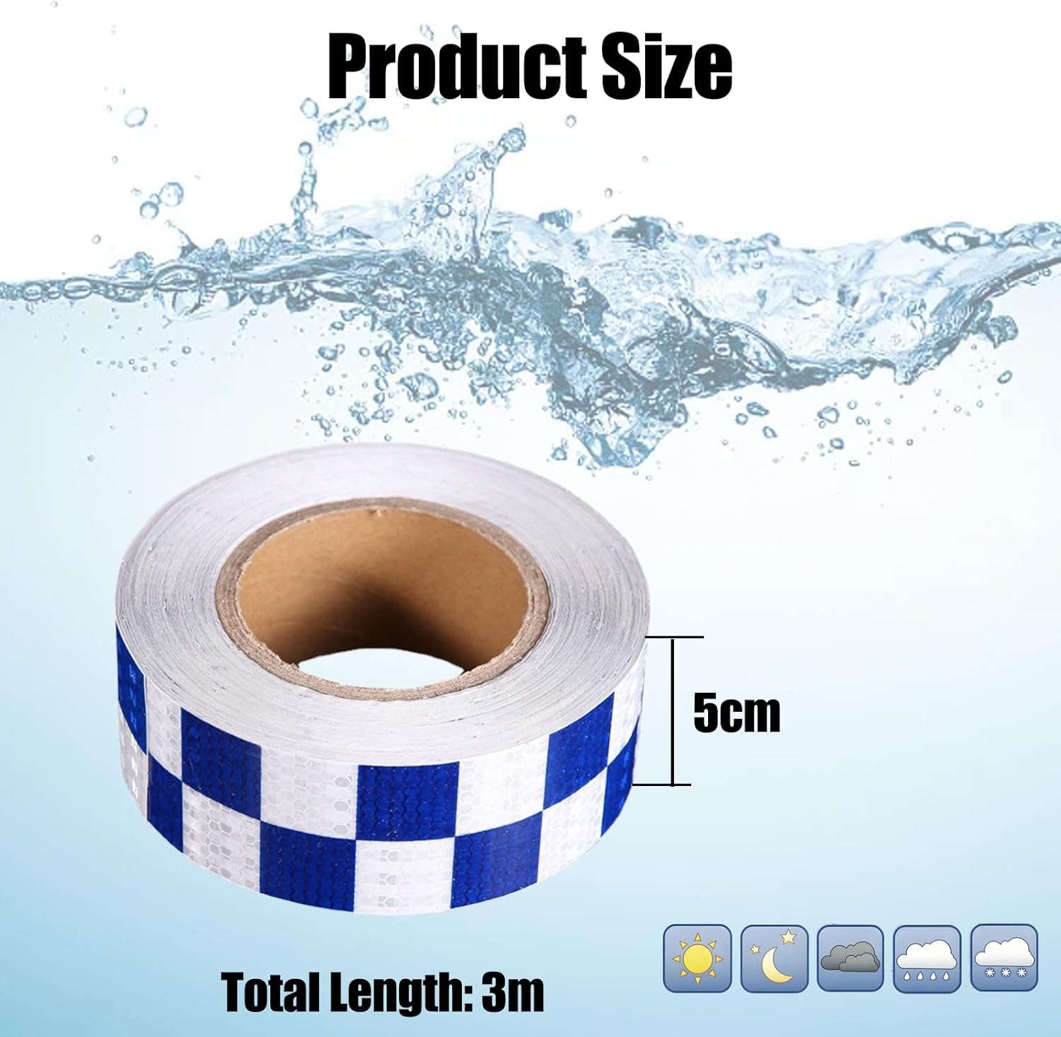 Reflective strips - Reflective tapes - 3 m x 50 mm - Reflective warning tape - Reflective tape - Outdoor - Waterproof - Fluorescent tape - Transport safety — image 2