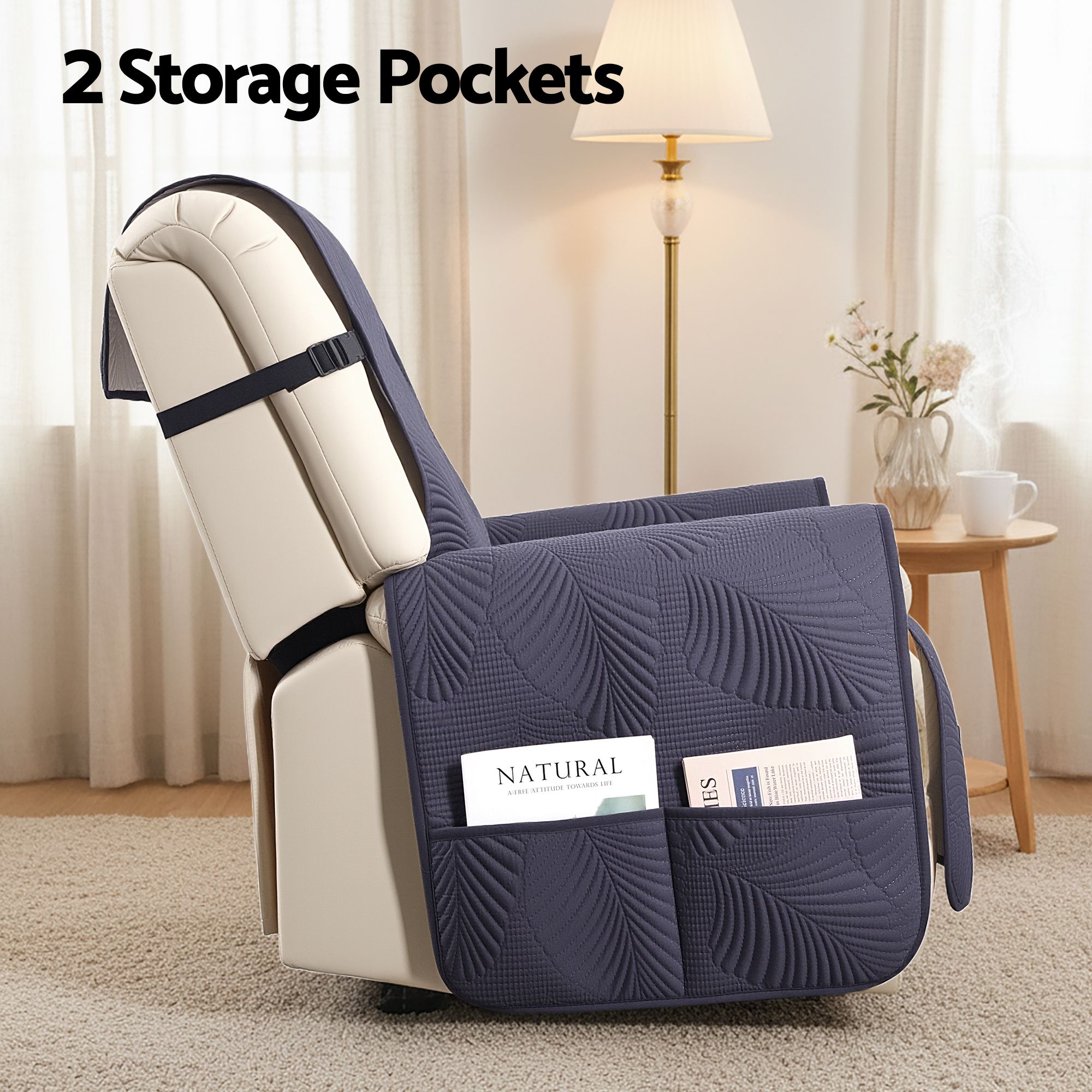 Artiss Quilted Recliner Chair Covers Water Repellent Recliner Slipcovers Grey โ image 6