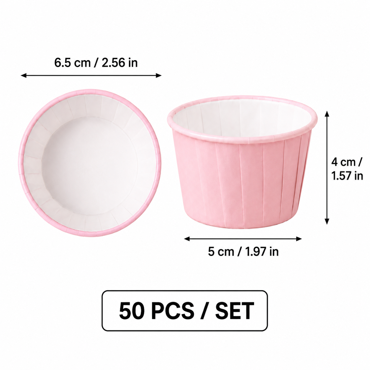 Pink 50Pcs Cupcake Baking Cups 2.56in Greaseproof Paper Liners for Muffins Cupcakes Air Fryer and Dessert Baking, Disposable Fluted Baking Cups for โ image 2