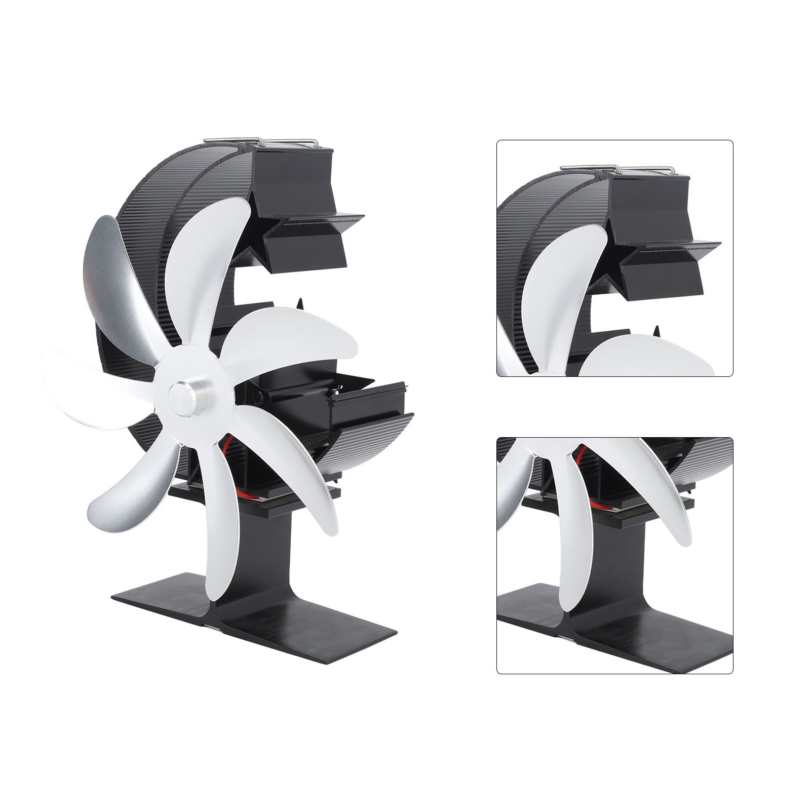 Heat Powered Stove Fan 7 Blade Moon Model Silent Operation Circulating Warm Air Highly Efficient Log Burner Fan For Wood Stove Accessories Silver โ image 5