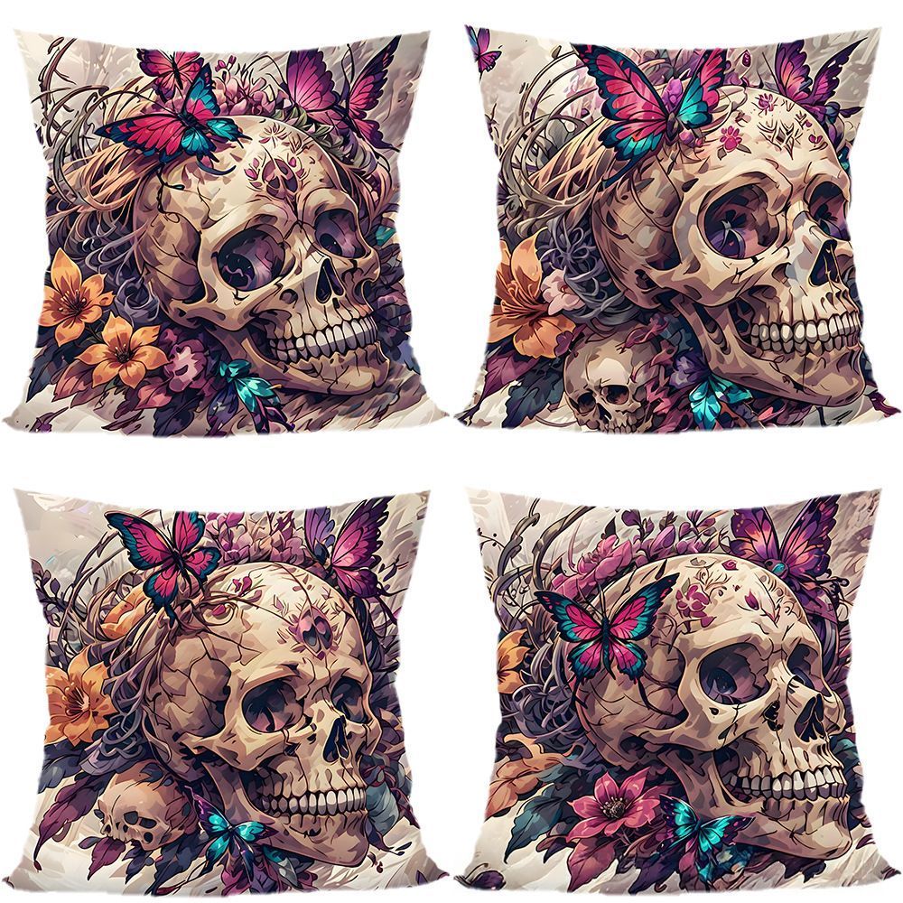 4PC Themed Household Pillow Cover For Halloween & Christmas, Style‑80, Suitable For Sofa, Living Room, Bedroom, 45 × 45cm, Pillow Insert Not Included