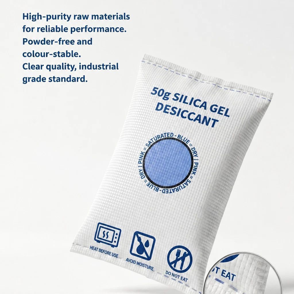 Standard Flat Mouth Blue Black Silica Gel Desiccant Bags, Visual Humidity Dehumidifier, 200g 2 Pack — image 3