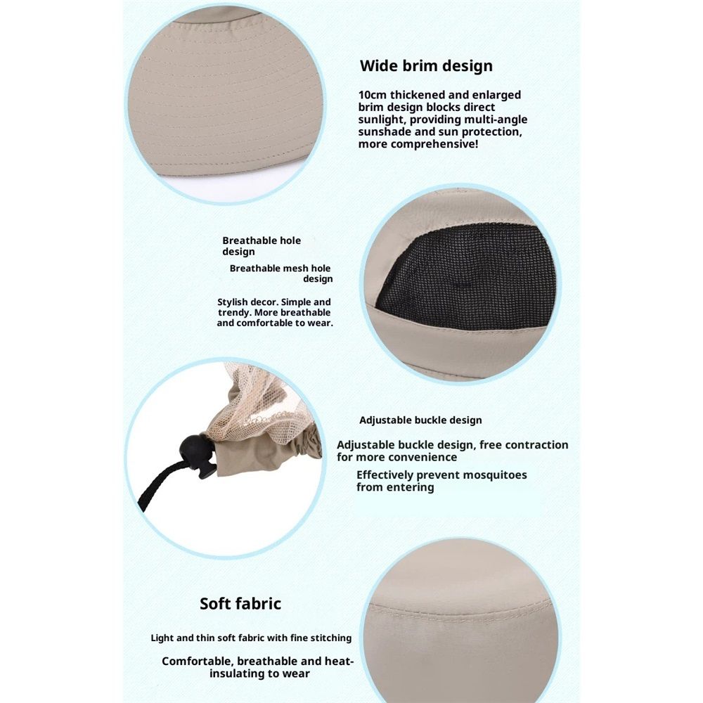 Mosquito Head Net Hat - Bug Cap Sun Protection with Hidden Netting for Beekeeping Hiking Women(khaki) — image 5