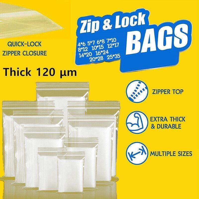 10/100PCS Thick Resealable Ziplock Bags in 12 Sizes Zip Lock Plastic Bags - 20x28cm-100pcs โ image 2
