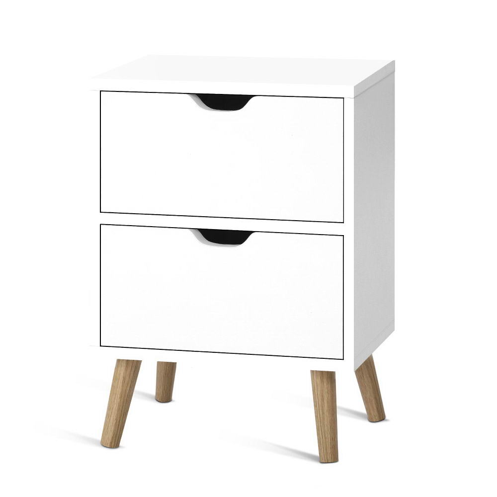 Artiss Bedside Table 2 Drawers - BODEN White โ image 2