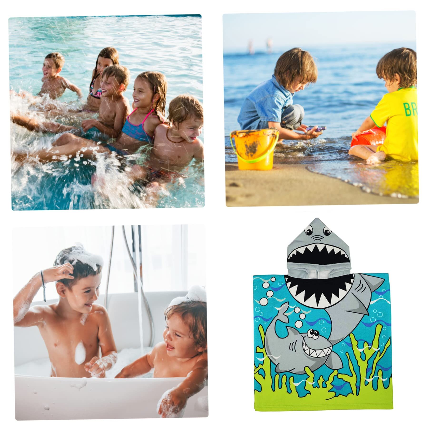 Beach Bath Poncho Towels,Kids Poncho Towel Swimming Towel Microfibre Ultra Soft and Extra Large Bathrobe for Girls Boys Children — image 3