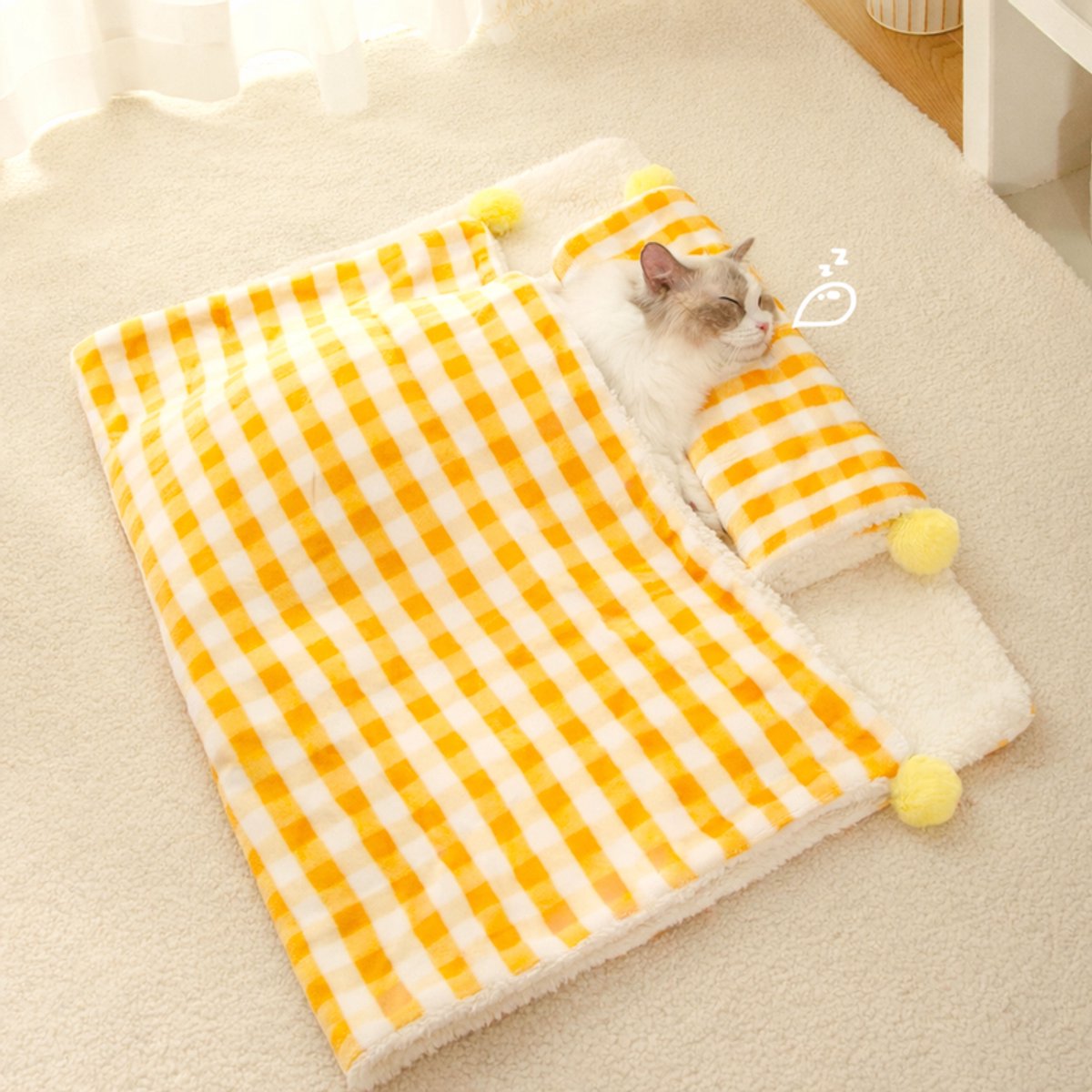 Pet Mat - Soft Pet Blanket - Warm Plush Blanket for Dogs and Cats - Comfortable & Cozy Sleep Blanket - 55 × 45cm - Yellow — image 4