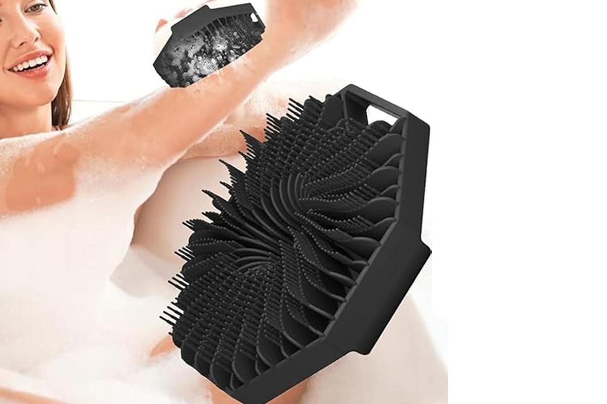 Silicone Body Cleansing Brush Shower Scrubber Gentle Exfoliating and Massage for all Kinds of Skin -Black — image 3