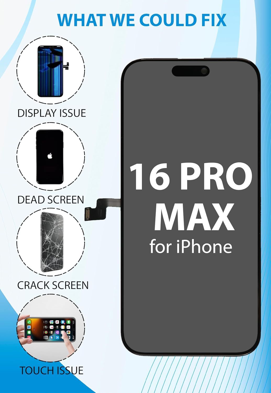 iPhone 16 Pro Max Screen Replacement, 6.9 Inch Incell LCD Display Touch Screen Digitizer, Comes with Full Repair Tool Kit and Tempered Glass Protector for — image 2