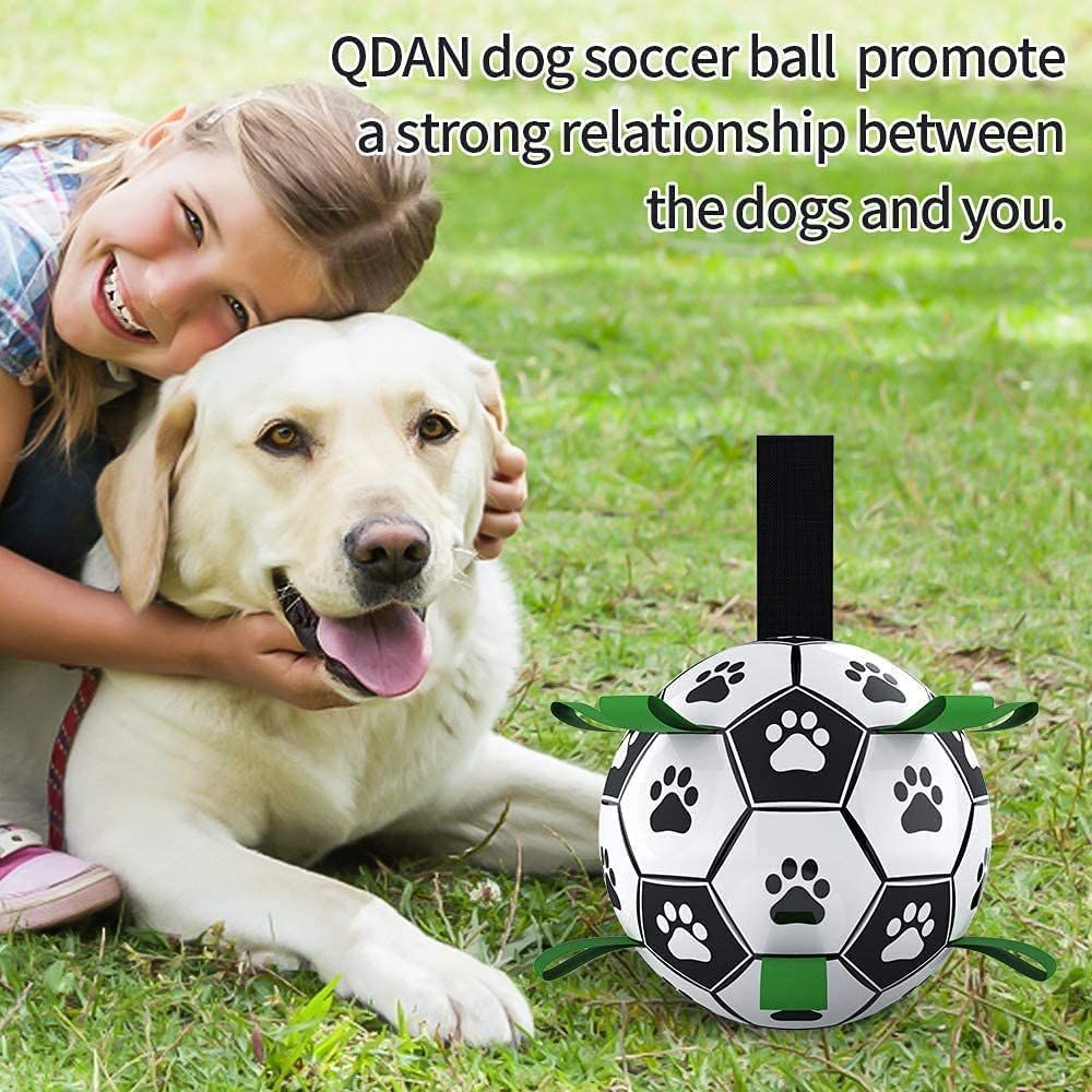 Dog Toys Soccer Ball with Straps, Interactive Dog Toys for Tug of War, Puppy Birthday Gifts, Dog Water Toy, Dog Tug (7.4 inch) — image 4