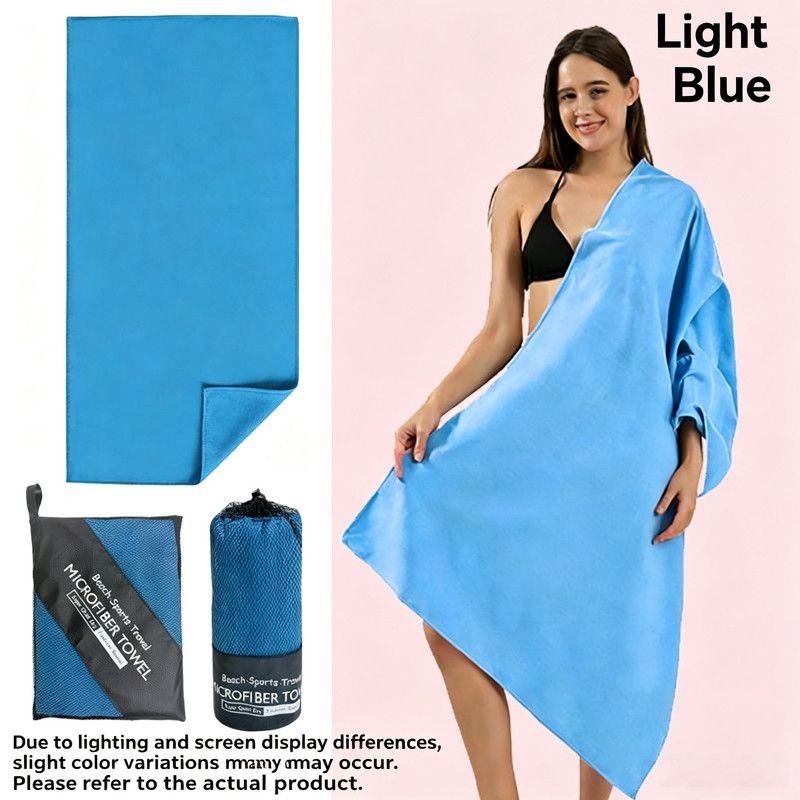 Ultra‑Absorbent Quick Dry Microfiber Beach Towel, 140 × 70CM, Double‑Sided Velvet Lightweight Portable Swimming Sports Towel for Beach, Swimming, Yoga