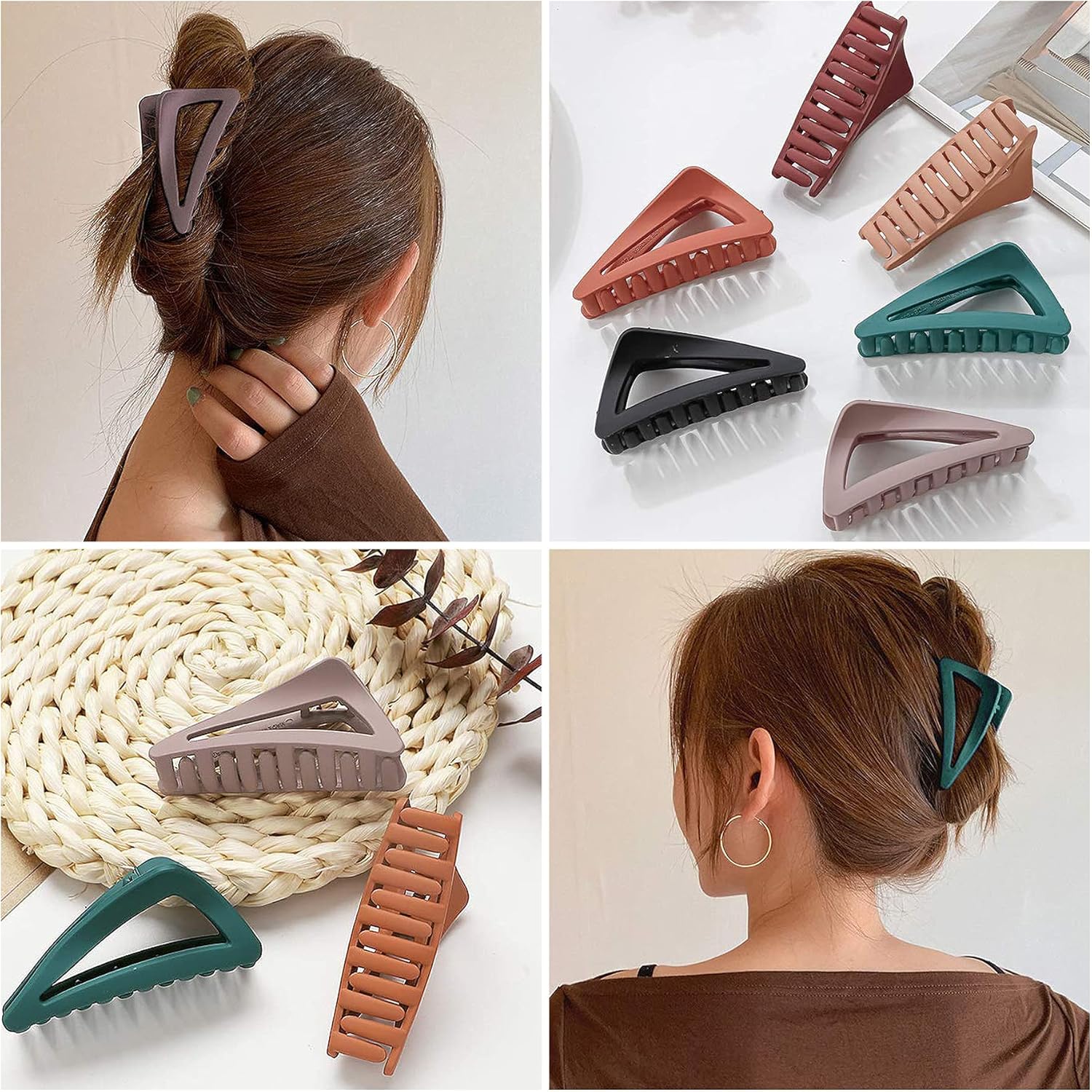 Hair Claw Clips Girls Women Nonslip French Matte Claw Clip for Thin Hair Curly Straight Long Hair - 6 Packs / Set — image 4