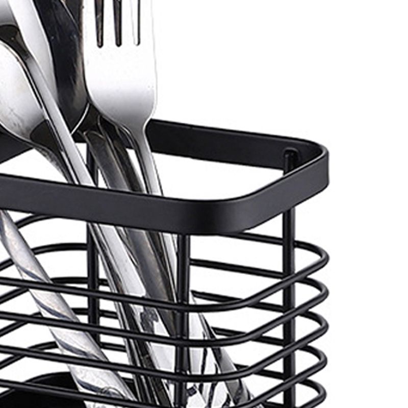 Utensil Holder Drying Rack Stainless Steel Draining Basket Wall Mount No Drilling for Kitchen Chopsticks Small Black โ image 4