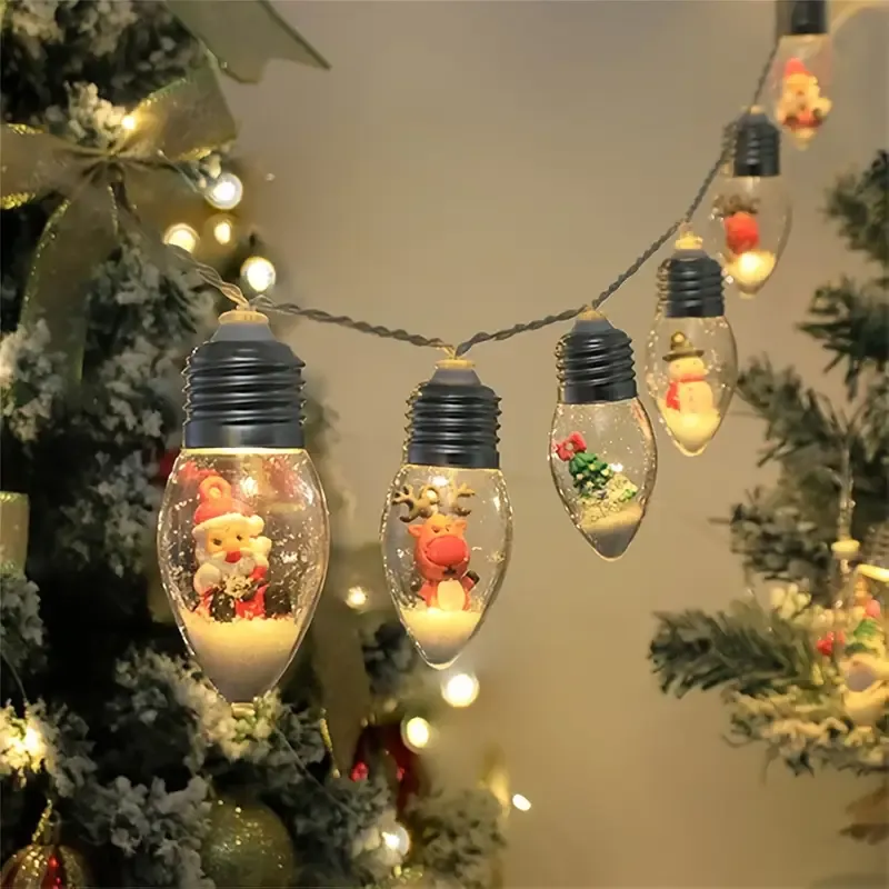 Christmas Wish Bulb String Light | 10 LED Warm Light Mini Scenes, Battery-Powered (Batteries Not Included), 150cm Long, Embedded Santa Claus, Snowman & — image 2