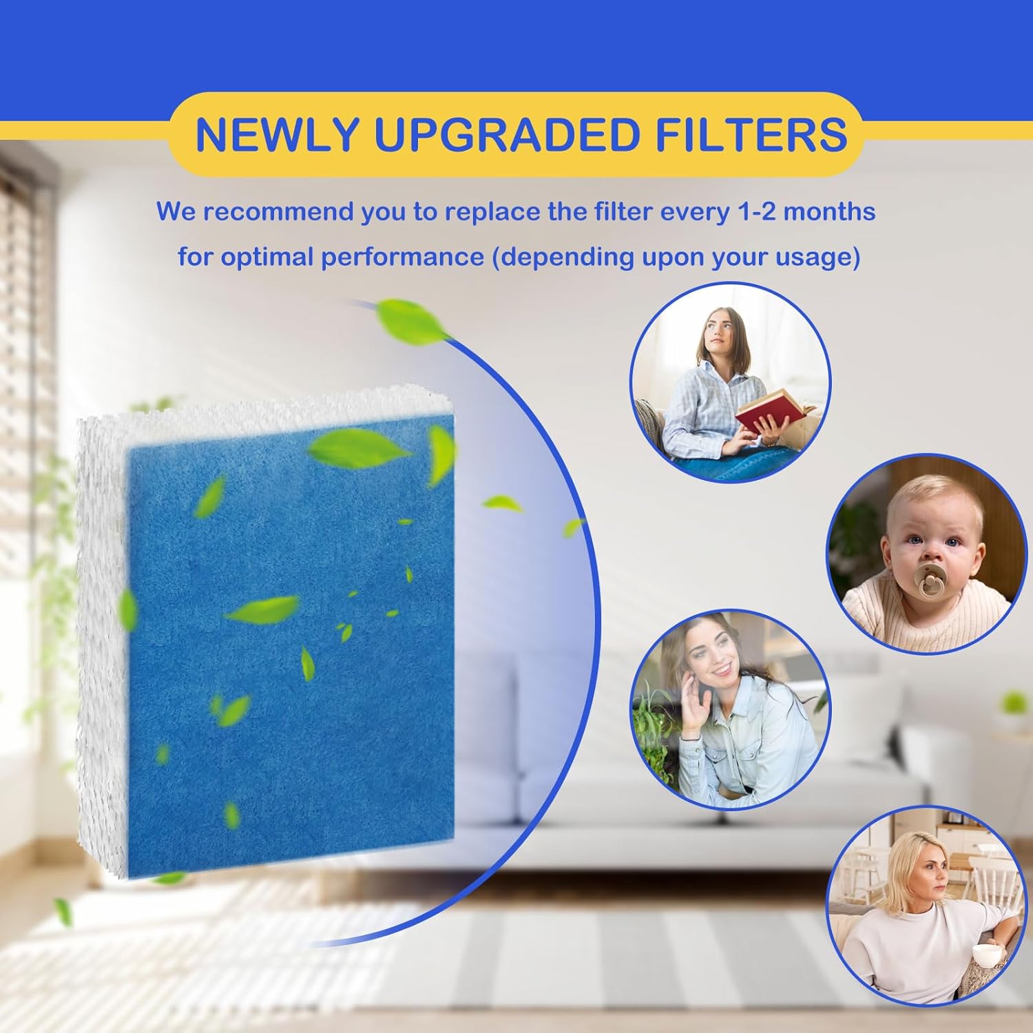 4 Pack HFT600 Wicking Filter Humidifier Replacement Filters, Compatible with Honeywell Top Fill Tower Humidifier HEV615, HEV620, Mesh Treated Layer Filter โ image 4