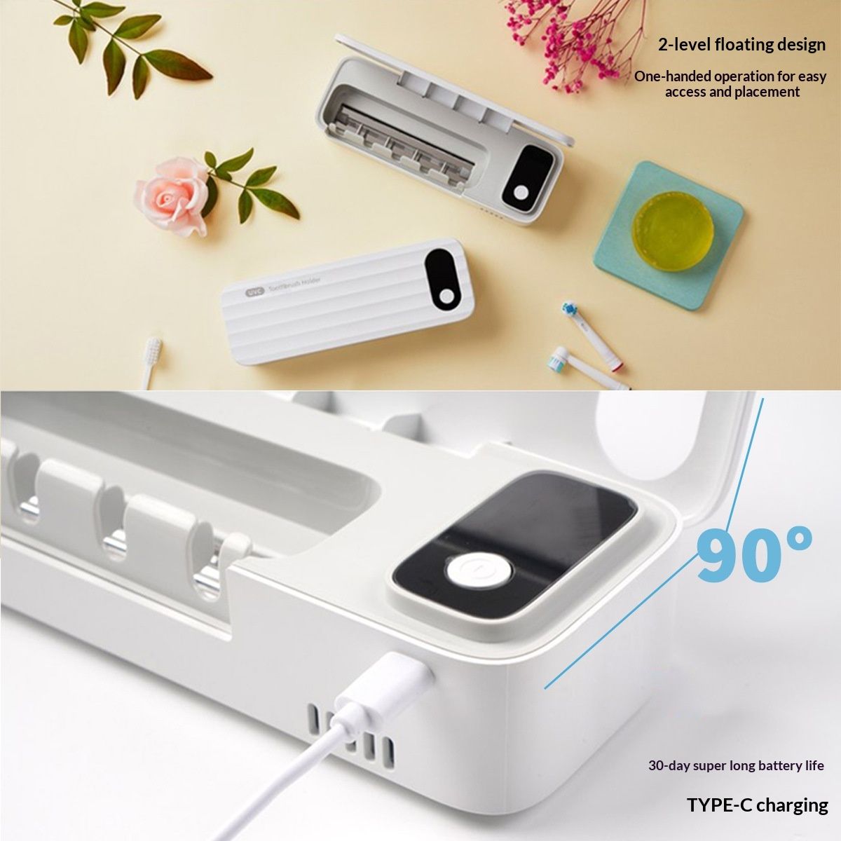 Toothbrush Cleaner, 5 Slots Wall Mounted Toothbrush Holder for Bathroom, Timer Function, Cordless & No Drilling โ image 3