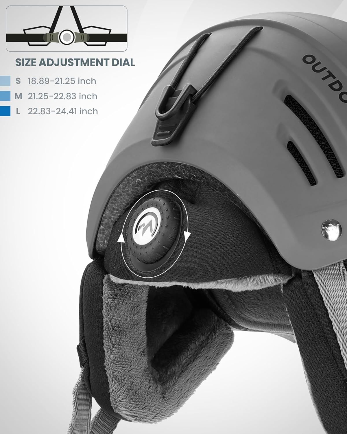 OutdoorMaster Kelvin II Ski Snow Sport Helmet | Adjustable Dial Fit Snowboard Helmet for Men Women & Youth,ASTM Certified,14 Vents-Matte Gray-M โ image 3