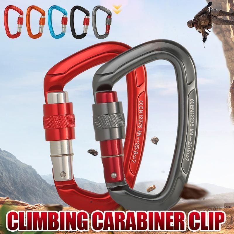 25KN Screwgate Locking Rock Climbing Carabiner Clip Aluminum D Ring Hook Buckle - Orange โ image 2
