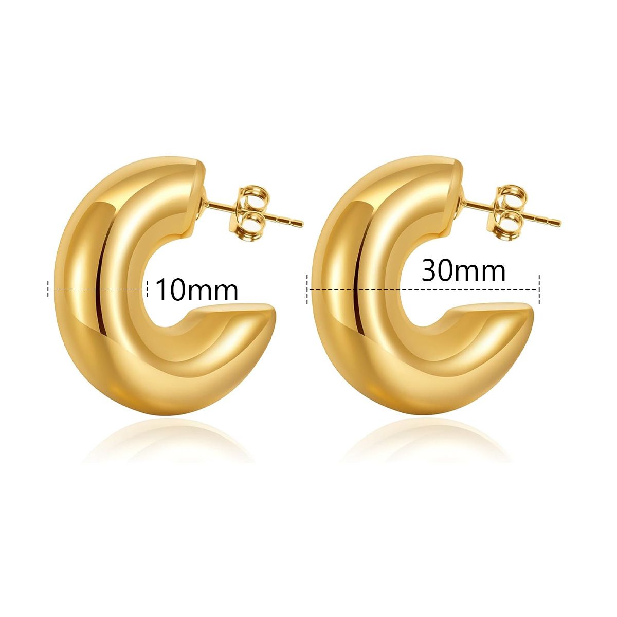 2 pairs Gold Hoop Earrings for Women Plated Chunky Gold Earrings Open Gold Hoops Hypoallergenic Lightweight Earrings โ image 2
