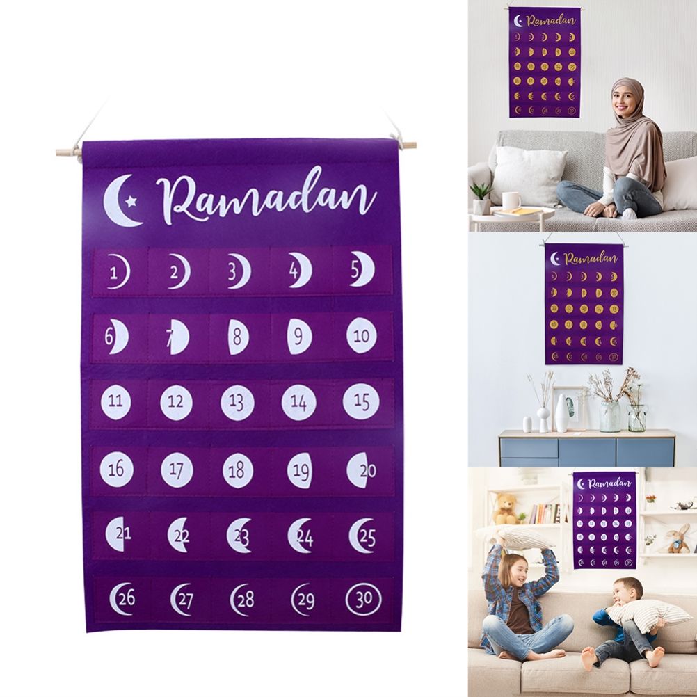 Eid Felt Fabric Countdown Calendar Mubarak Ramadan Advent Calendar Wall Decorations โ image 3