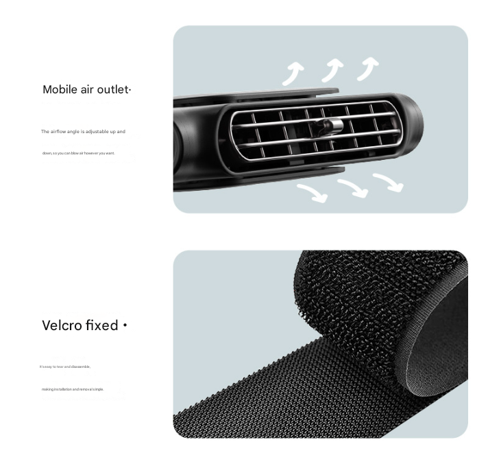 Black Car Seat Headrest Fan - USB Powered Bladeless Rear Seat Fan for Vehicle Cooling (175x75x34mm) — image 4