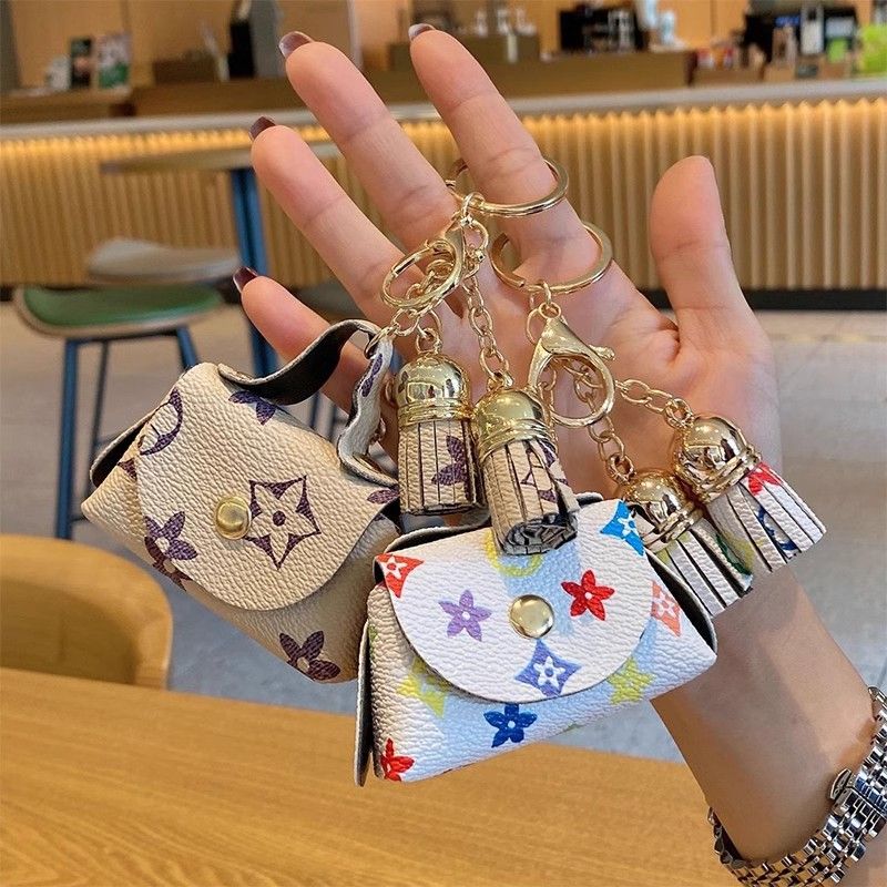 Red Cute Mini PU Leather Coin Pouch with Tassel Keychain - Printed Pattern Earphone Holder, Small Key Bag for Women, Lightweight Everyday Accessory โ image 4