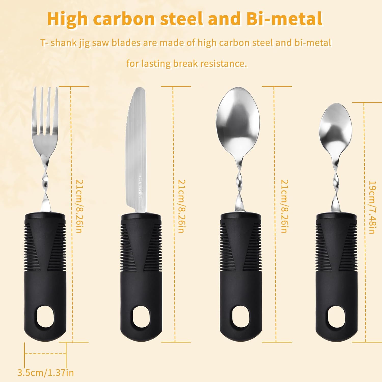 Foldable cutlery - Four-piece cutlery set - Weighted cutlery for hand tremors - Weighted silverware for Parkinson's disease patients - Arthritic hands — image 3