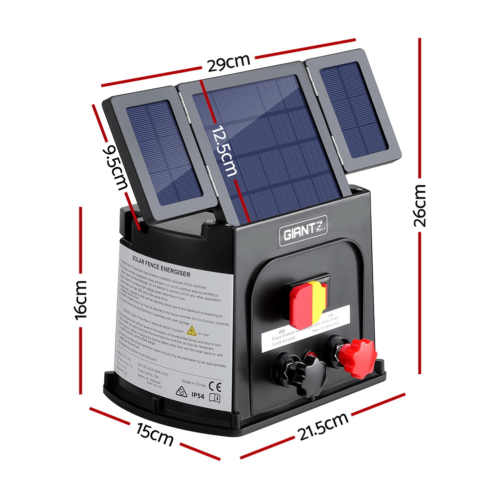 Giantz 8km Electric Fence Energiser PET Solar Energizer 0.3J โ image 2