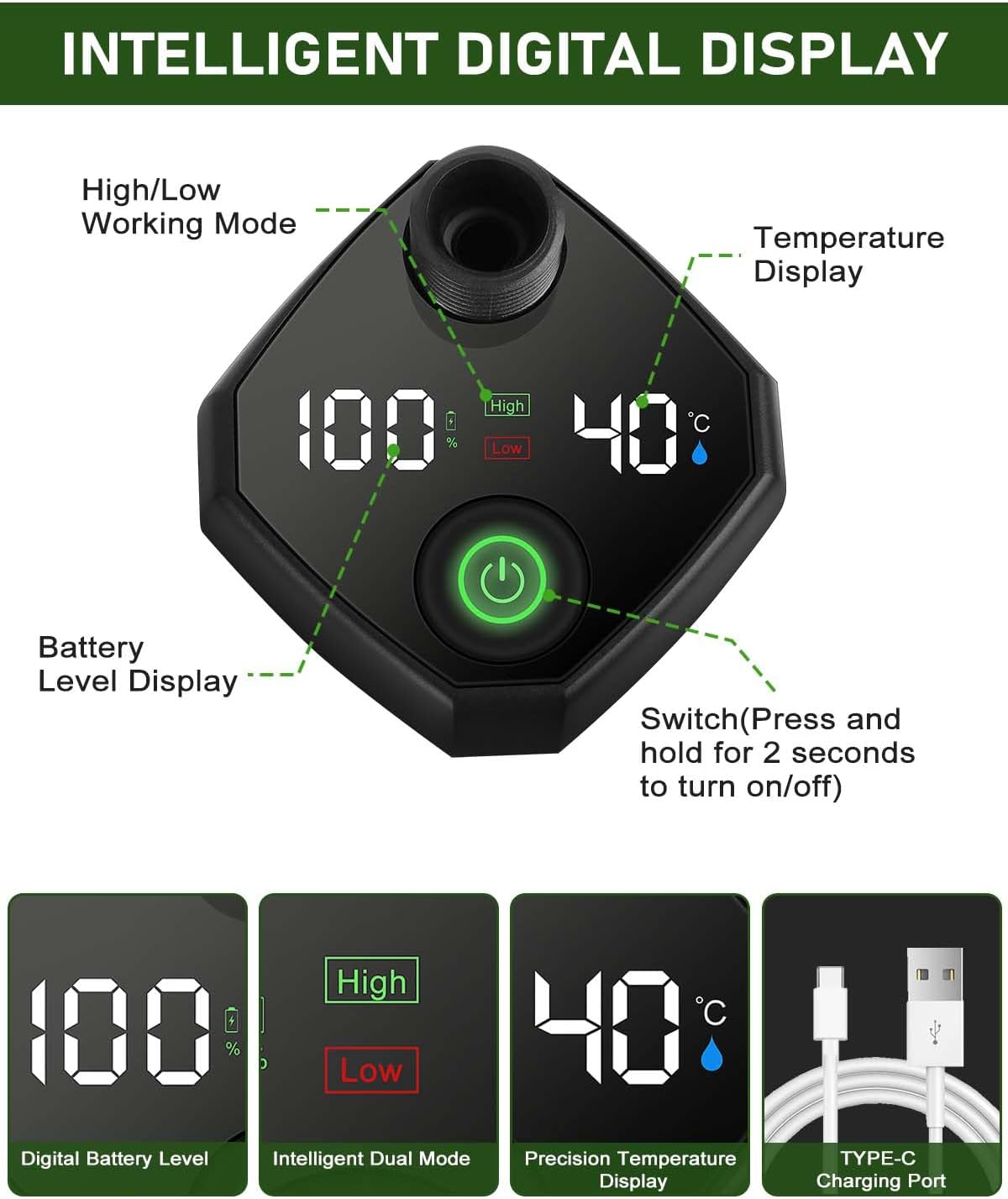 Portable Shower Pump with Rechargeable 6000mAh Battery - Outdoor Shower IPX7 Waterproof - With Temperature Display - Suitable for Camping, Car Washing and Pet — image 4