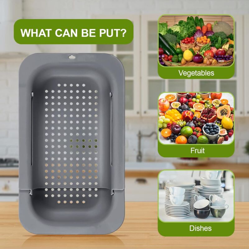 Expandable Sink Strainer - Food Grade Pp Material - Effective Drainage Holes - Quick Drying Rack For Dishes - Easy To — image 3