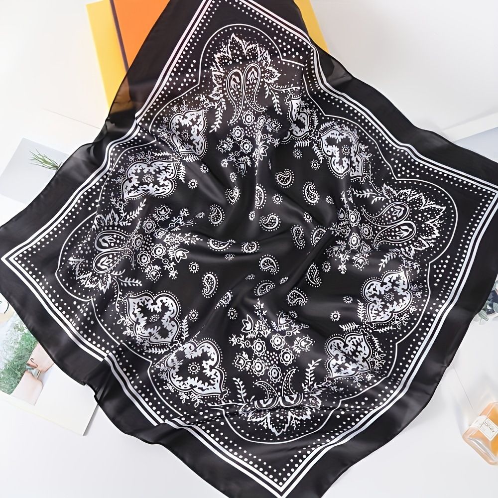 Bohemian Yellow Women's 70cm Square Scarf - Bohemian Paisley & Vintage Print Collection - Lightweight Satin Feel, Versatile Neck Tie, Head Wrap, Bag Accent — image 4